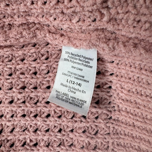 Time and Tru Women Pink Chenille Open Front Cardigan Sweater L 12-14 - Picture 7 of 8